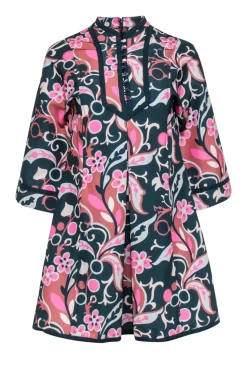 Tuckernuck - Teal & Pink Paisley Print "Magnolia Chintz Indre" Dress Sz XXS
