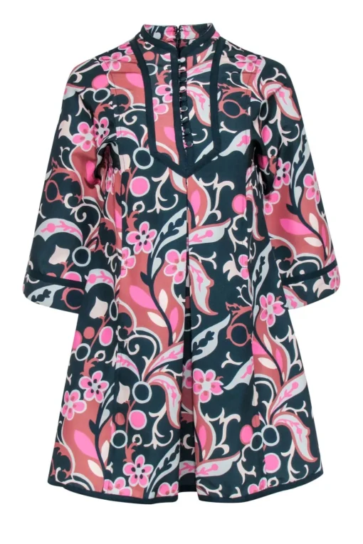 Tuckernuck - Teal & Pink Paisley Print "Magnolia Chintz Indre" Dress Sz XXS