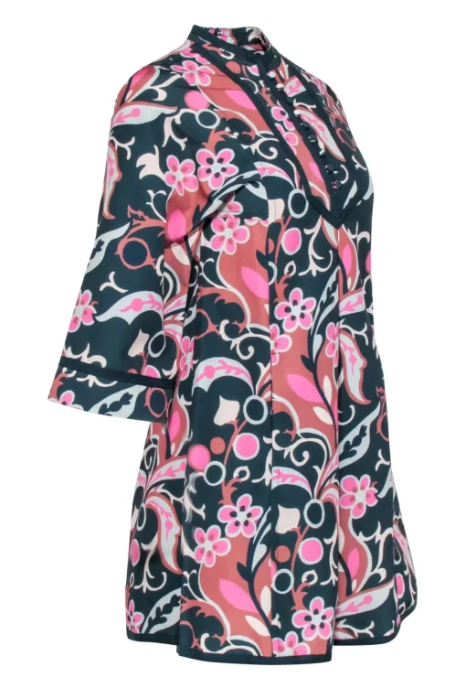 Tuckernuck - Teal & Pink Paisley Print "Magnolia Chintz Indre" Dress Sz XXS