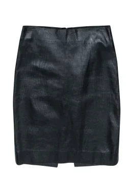 Tufi Duek - Black Textured Leather Pencil Skirt Sz M