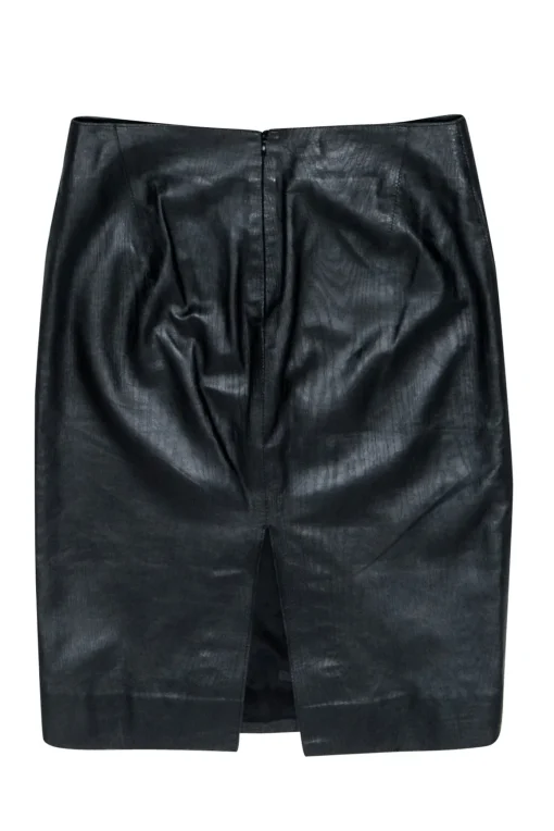 Tufi Duek - Black Textured Leather Pencil Skirt Sz M