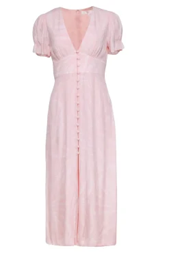 TVF for DVF - Blush Pink Spotted Short Sleeve Maxi Dress Sz 4