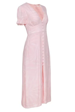 TVF for DVF - Blush Pink Spotted Short Sleeve Maxi Dress Sz 4