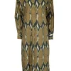 V de Vinster - Khaki & Olive Ikat Print Poplin Dress Sz M