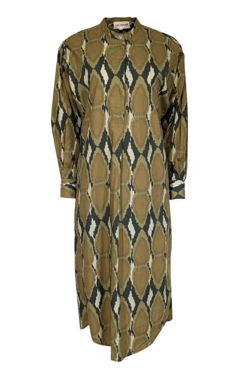 V de Vinster - Khaki & Olive Ikat Print Poplin Dress Sz M