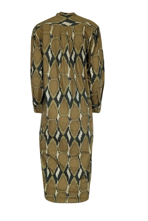 V de Vinster - Khaki & Olive Ikat Print Poplin Dress Sz M