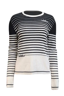 Valentino - Black & Cream Striped Wool & Cashmere Blend Sweater Sz XL