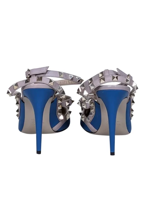 Valentino - Blue & Beige Studded Strappy Heels Sz 10.5