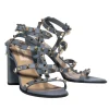 Valentino - Dusty Grey Rockstud Strappy Heels w/ Double Clasp Sz 6