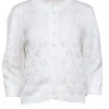 Valentino - Ivory Flower Eyelet Cardigan Sz M