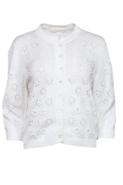 Valentino - Ivory Flower Eyelet Cardigan Sz M
