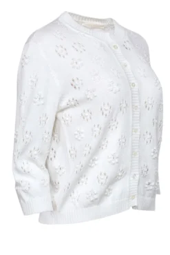 Valentino - Ivory Flower Eyelet Cardigan Sz M