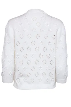 Valentino - Ivory Flower Eyelet Cardigan Sz M