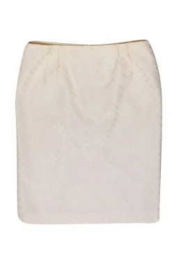 Valentino - Ivory w/ Cream Diamond Pattern Pencil Skirt Sz 12