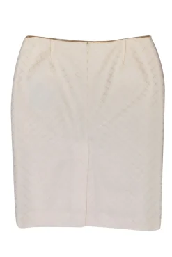 Valentino - Ivory w/ Cream Diamond Pattern Pencil Skirt Sz 12