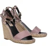 Valentino - Nude Calfskin Leather Espadrille Rock-Stud Wedges w/ Ankle Strap Sz 7