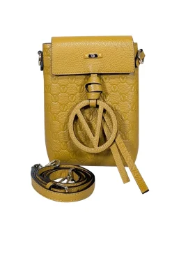 Valentino by Mario Valentino - Mustard Yellow Embossed Logo Crossbody Bag