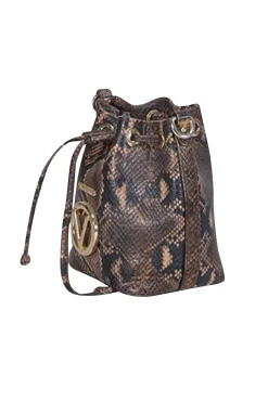 Valentino by Mario Valentino - Brown & Black Snake Skin Print Crossbody Bag