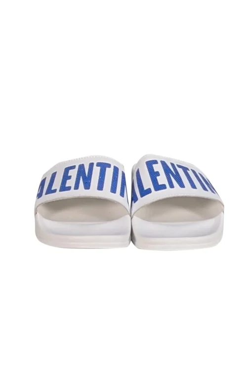 Valentino by Mario Valentino - White & Blue Logo Slide Sandals Sz 6