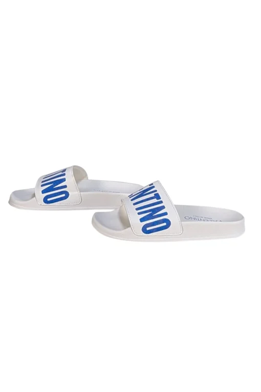 Valentino by Mario Valentino - White & Blue Logo Slide Sandals Sz 6