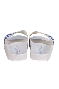 Valentino by Mario Valentino - White & Blue Logo Slide Sandals Sz 6