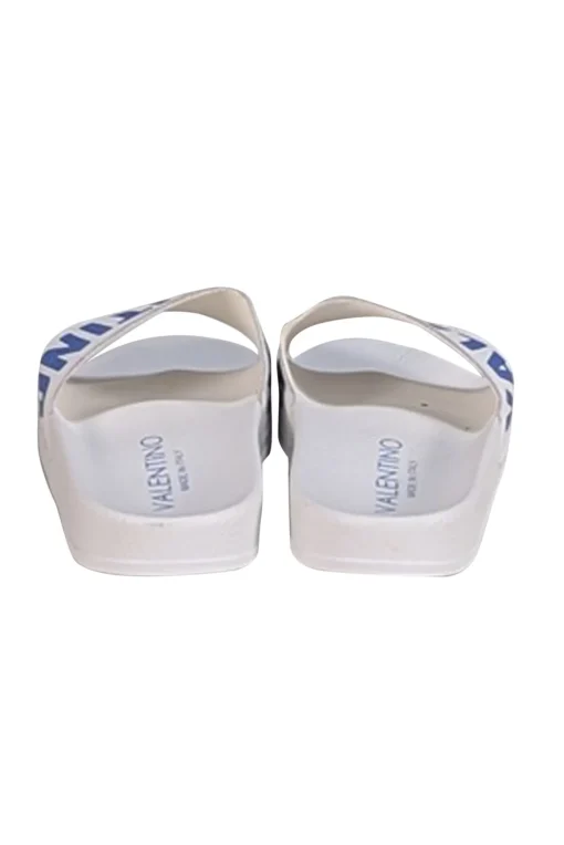 Valentino by Mario Valentino - White & Blue Logo Slide Sandals Sz 6