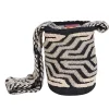 Vemoc - Black & Cream Beaded Woven Cylinder Shoulder Bag