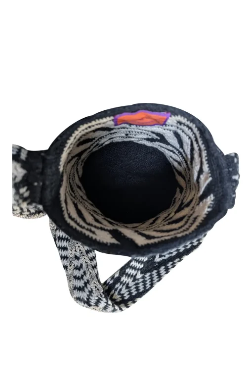 Vemoc - Black & Cream Beaded Woven Cylinder Shoulder Bag