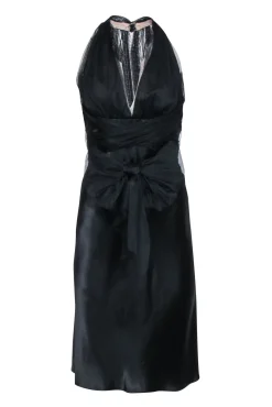 Vera Wang - Black Satin Sleeveless Tulle Upper Sz 4
