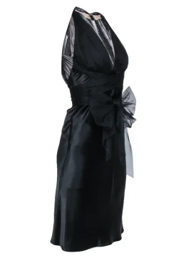 Vera Wang - Black Satin Sleeveless Tulle Upper Sz 4