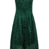 Vera Wang - Green Floral Lace Strapless Fit & Flare Dress Sz 8