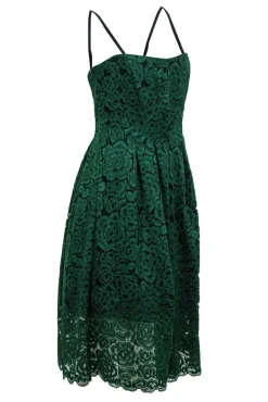 Vera Wang - Green Floral Lace Strapless Fit & Flare Dress Sz 8