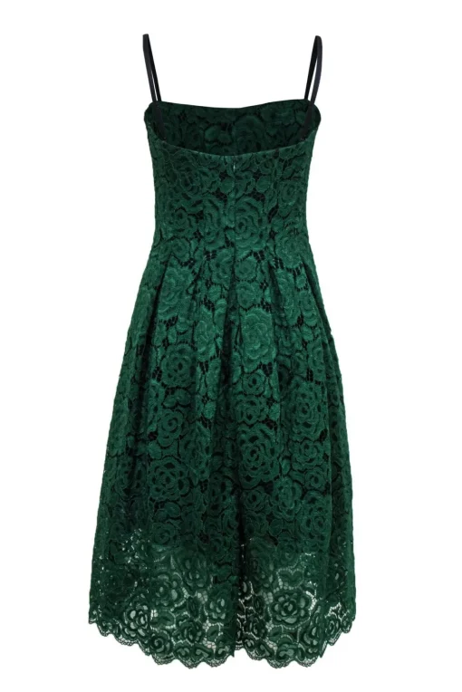 Vera Wang - Green Floral Lace Strapless Fit & Flare Dress Sz 8