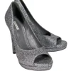 Vera Wang - Gunmetal Glitter Peep-Toe Pumps Sz 7.5