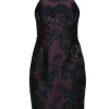 Vera Wang - Plum & Black Metallic Floral Brocade Racer Front Cocktail Dress Sz 4