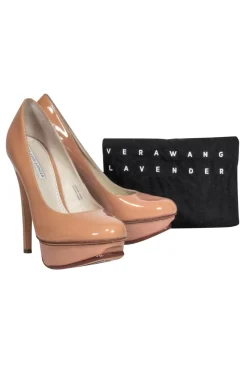Vera Wang Lavender Label - Nude Patent Leather Platform Pumps Sz 6.5