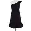 Vera Wang Lavender Label - Black Textured One Shoulder Dress Sz 4