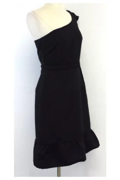 Vera Wang Lavender Label - Black Textured One Shoulder Dress Sz 4