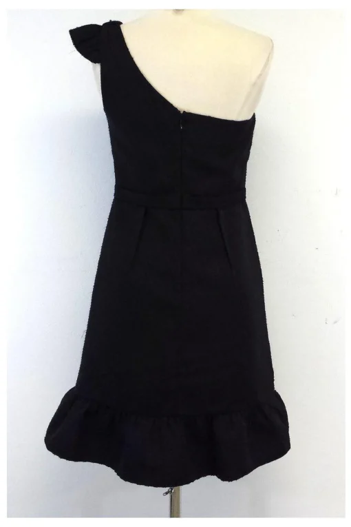 Vera Wang Lavender Label - Black Textured One Shoulder Dress Sz 4