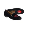 Verameat - Black Velvet Embroidered Heart Breaker Smoking Shoe Flats sz 9