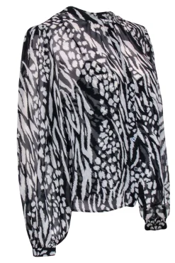 Veronica Beard - Black & Cream Silk Sheer Top Sz 14