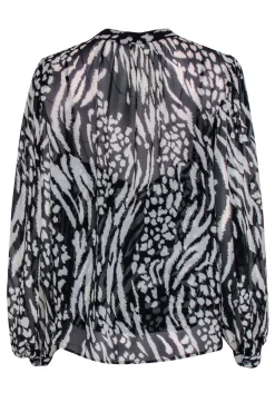 Veronica Beard - Black & Cream Silk Sheer Top Sz 14