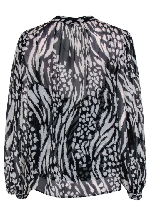 Veronica Beard - Black & Cream Silk Sheer Top Sz 14
