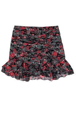 Veronica Beard - Black & Red Floral Print Mini Skirt Sz 4