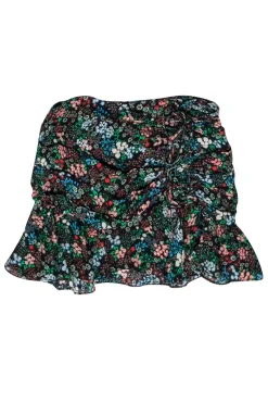 Veronica Beard - Black, Green & Red Floral Print Mini Skirt Sz 4