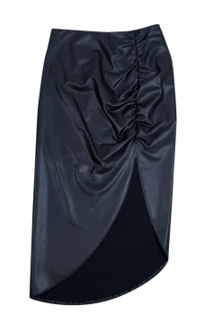 Veronica Beard - Black Ruched Faux Leather Skirt Sz 4