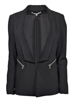 Veronica Beard - Black Textured Blazer w/ Silver Zipper Detail Sz 6