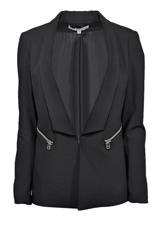 Veronica Beard - Black Textured Blazer w/ Silver Zipper Detail Sz 6
