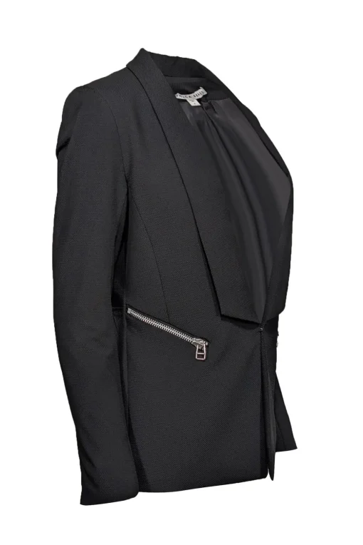 Veronica Beard - Black Textured Blazer w/ Silver Zipper Detail Sz 6