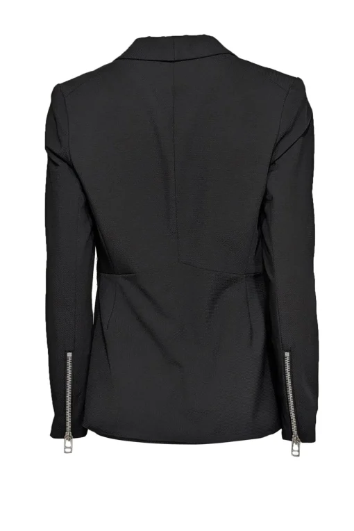 Veronica Beard - Black Textured Blazer w/ Silver Zipper Detail Sz 6